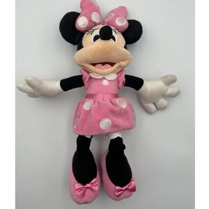 Minnie Mouse Plush Doll 13 Inch Pink Dress White‎ Dots Bow & Pink Shoes